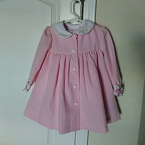 Boutique toddler girl pink dress w/coat & bloomers